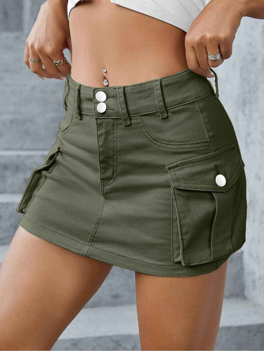 Autumn Street Solid Color Low Waist Slim Fit Package Hip Skirt Women