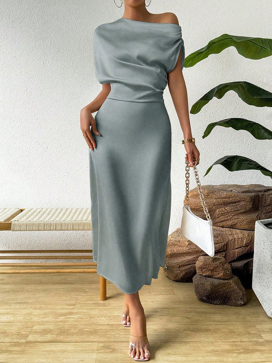 Women Clothing Trendy Summer Satin Satin Women Summer Dress Tight Jumpsuit Long Dress - Iyanka