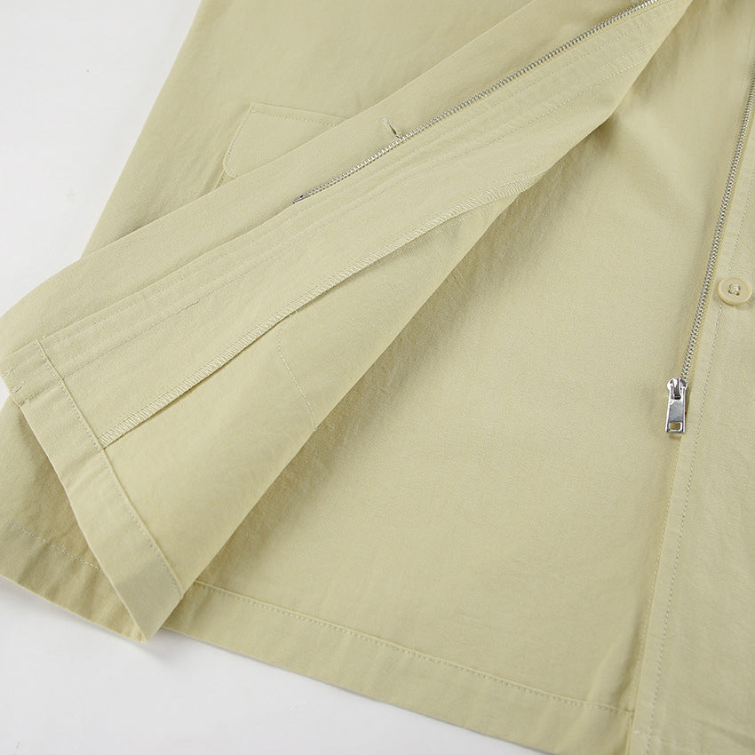 Retro Lapels Pure Cotton Contrast Color Loose Casual Jacket Autumn Winter Coat - Iyanka