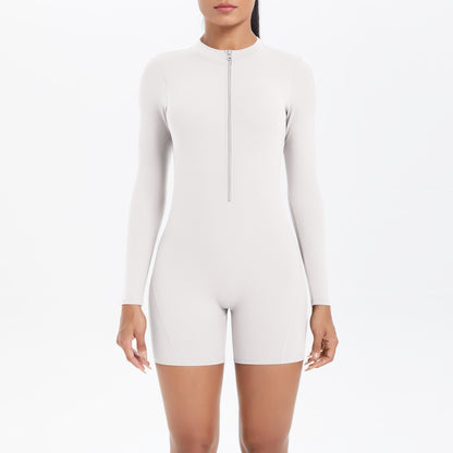 Hollow Out Cutout Beauty Back Half Open Zipper One Piece Peach Hip Sports Fitness Bare Back Jumpsuit Yoga Clothes Women - Iyanka