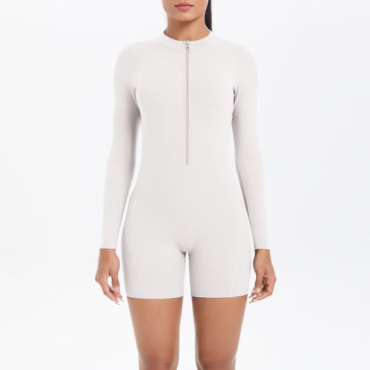 Hollow Out Cutout Beauty Back Half Open Zipper One Piece Peach Hip Sports Fitness Bare Back Jumpsuit Yoga Clothes Women - Iyanka