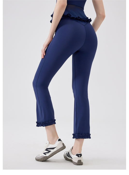 High Waist Lace Slimming Smoke Tube Cropped Pants Slim Fit Yoga Pants Women Hip Lifting Running Workout Pants Fitness Pants - Iyanka