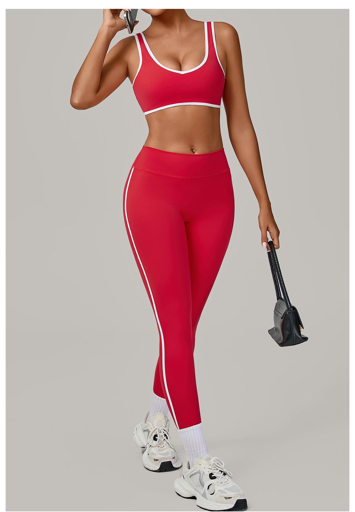 Contrast Color Binding Nude Feel Yoga Beauty Back Tight Quick Drying Workout Clothes Outdoor Sports Two Piece Sets - Iyanka