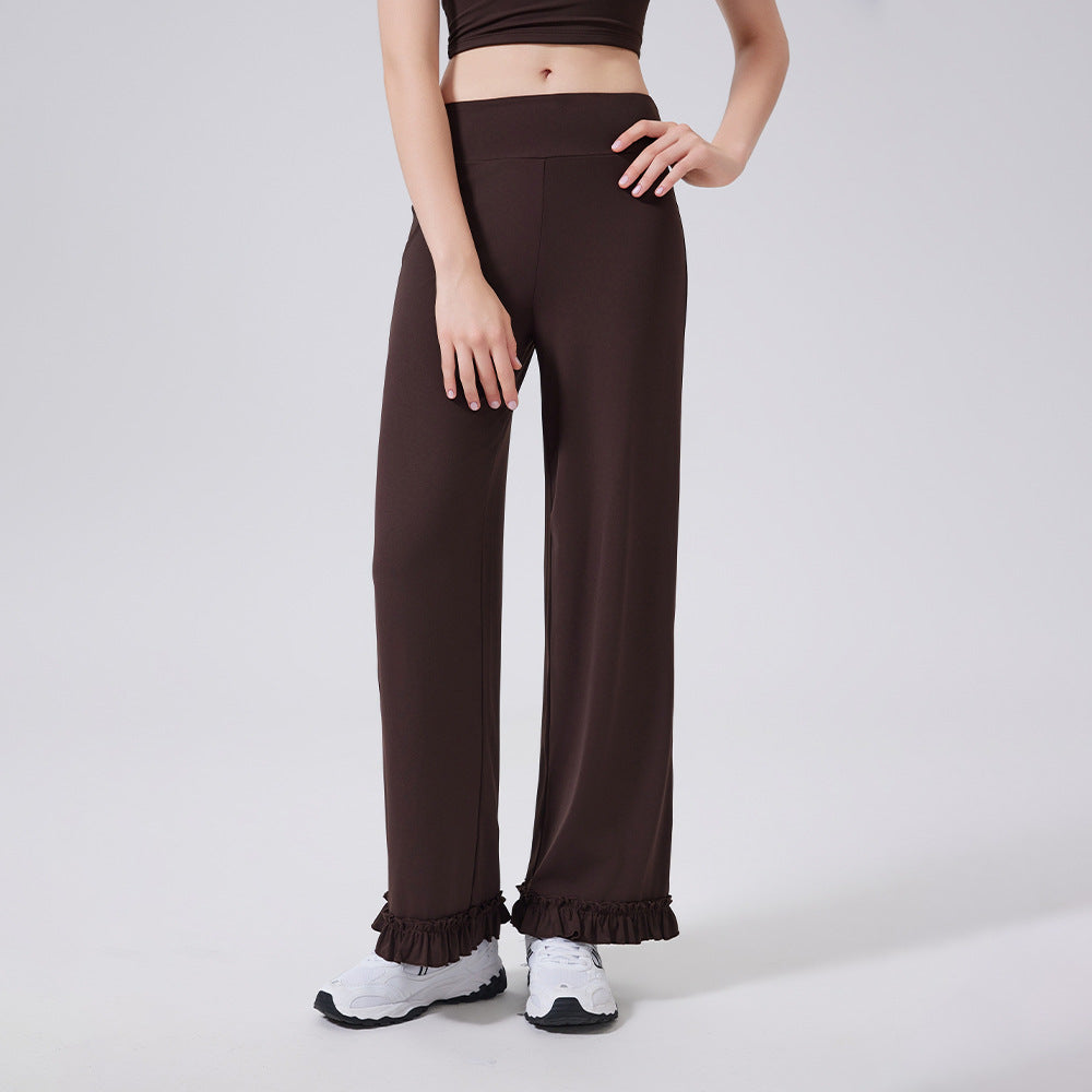 High Waist Belly Contracting Lace Sports Loose Casual Straight Trousers Women Running Thin Fitness Pants Cloud Sense Yoga Pants - Iyanka