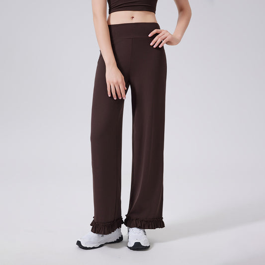 High Waist Belly Contracting Lace Sports Loose Casual Straight Trousers Women Running Thin Fitness Pants Cloud Sense Yoga Pants - Iyanka