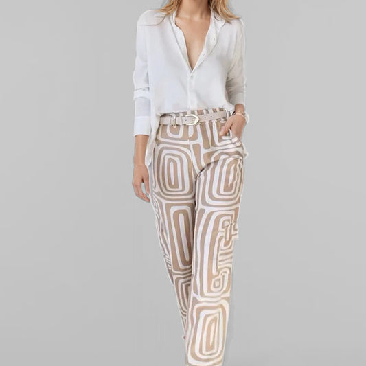 Office Shirt Loose Trousers Casual Women Spring Women Set (No Belt) - Iyanka