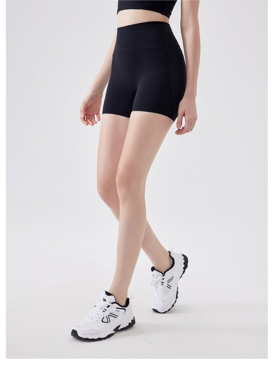 Nude Feel Three Points High Elastic Tight Bum Lift Shorts Women Yoga Workout Clothes Belly Contracting Exercise Running Training Pants - Iyanka