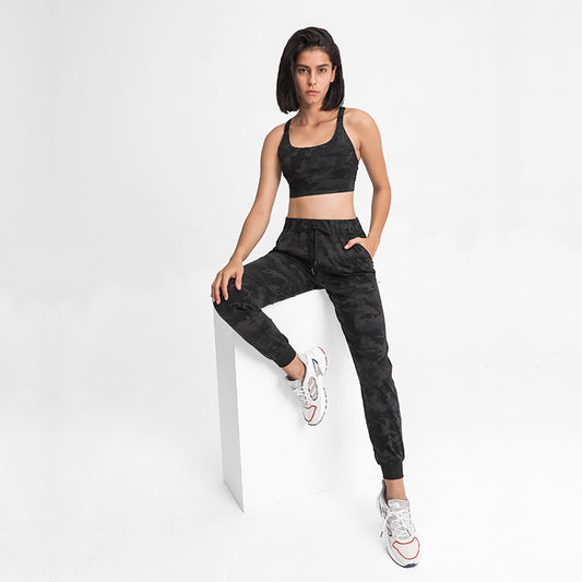 Spring Summer Elastic Lace-up Waist Yoga Pants Simple Straight Sports Casual Elastic Ankle-Tied Cropped Pants for Women - Iyanka