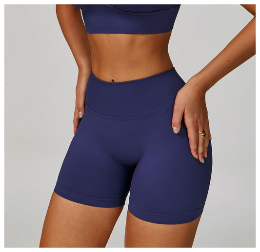 Seamless Knitted Tight Yoga Shorts Women V Shaped Waist Outer Wear Running Sports Quick Drying Fitness Pants - Iyanka