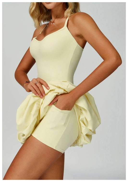 Cross Back Tennis Dress Nude Feel Anti Exposure Exercise Dress Outdoor Casual Running Sports Dress - Iyanka