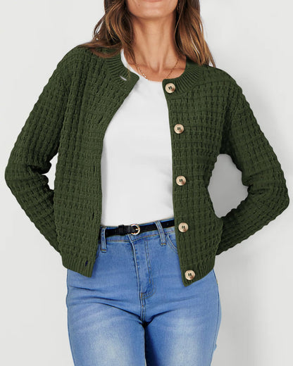 Fall Women Clothing Solid Color Office Knitted Cardigan Casual Sweater Coat - Iyanka