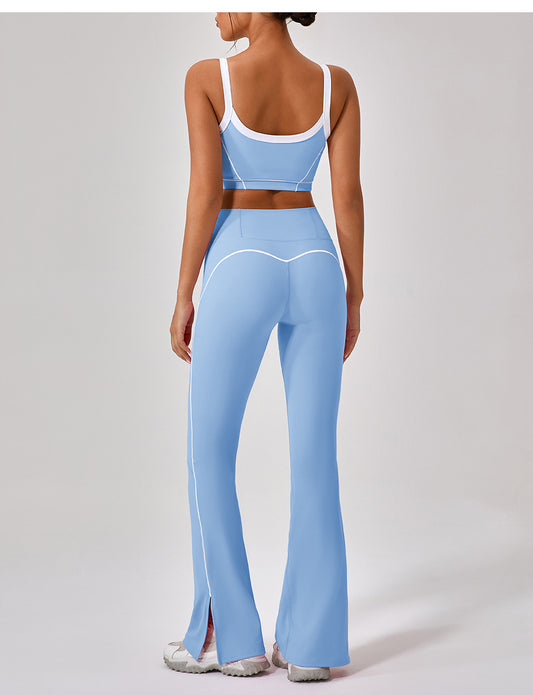 Summer High Waist Tight Nude Feel Hip Lifting Yoga Bell Bottom Pants Women Dance Fitness Outdoor Sports Split Trousers - Iyanka