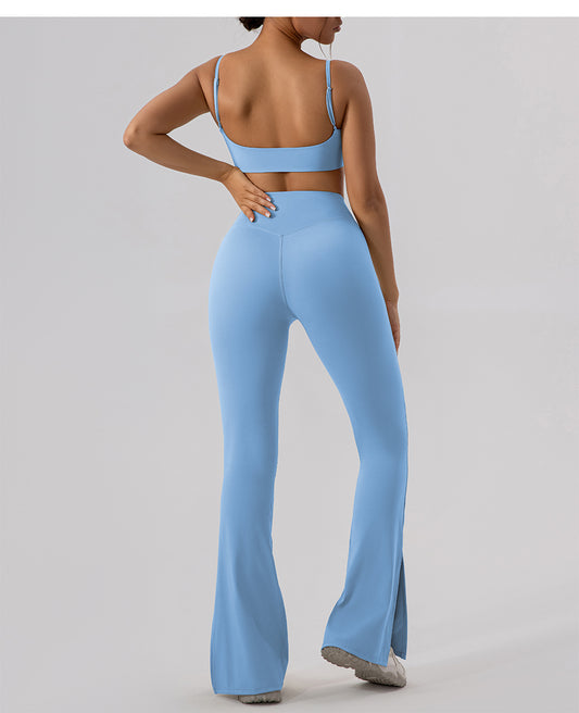 High Waist Skinny Outerwear Sweatpants Dance Nude Feel Hip Lifting Yoga Bell Bottom Pants Skinny Running Wide Leg Pants Women - Iyanka