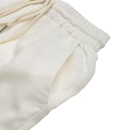 Women’s Summer Elegant White Lace-Up High Waist Trousers