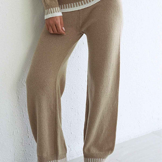 Autumn Winter Color Contrast Patchwork Wide Leg Pants