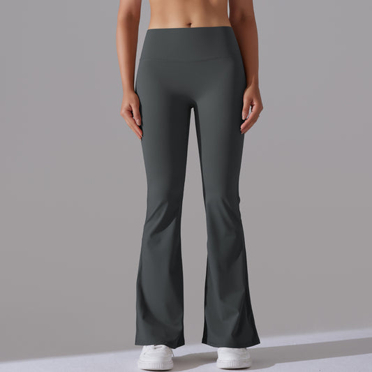 Classic Solid Color Bell Bottom Pants Yoga Pants Women Slim Fit Hip High Waist Elastic Training Wide Leg Pants Fitness Pants - Iyanka