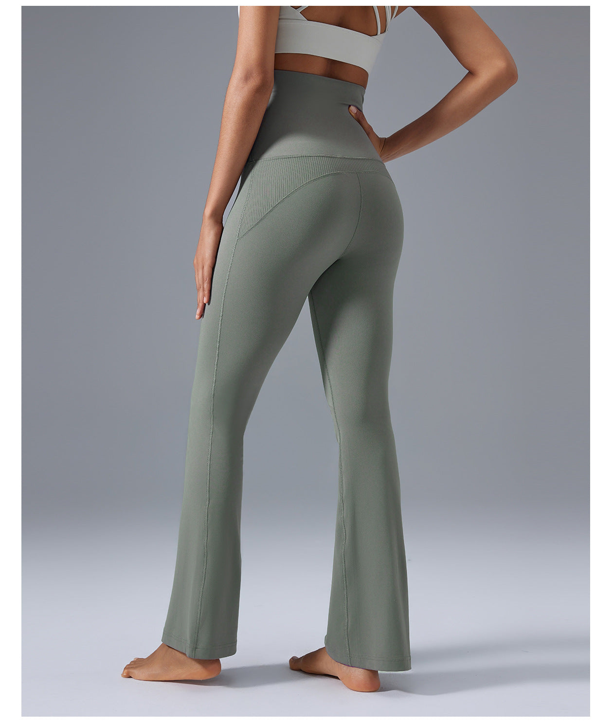 High Waist Hip Lift Micro Pull Yoga Pants Foldable Waist Head Bell Bottom Pants Nude Feel Slimming Exercise Workout Pants - Iyanka
