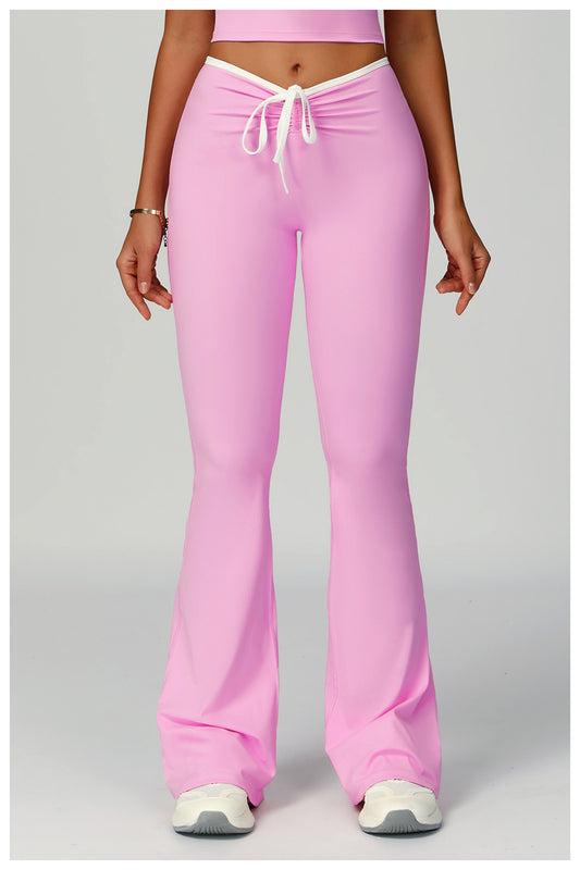Contrast Color Binding Bell Bottom Pants Yoga Fitness Exercise Bootcut Trousers High Waist Slim Flare Pants Bell-Bottom Pants Women - Iyanka