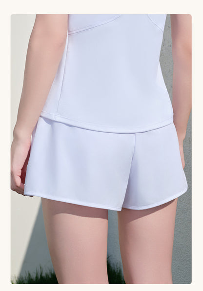 Summer Quick Drying Sports Shorts Women Loose Double Layer Anti Exposure Thin Outer Wear with Pockets Faux Two Piece Shorts - Iyanka