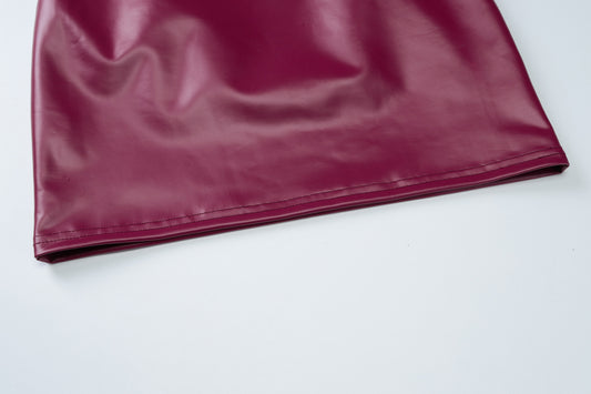 Women Clothing Spring Faux Leather Sexy Solid Color Tube Top Halter Sexy Tight Hip - Iyanka