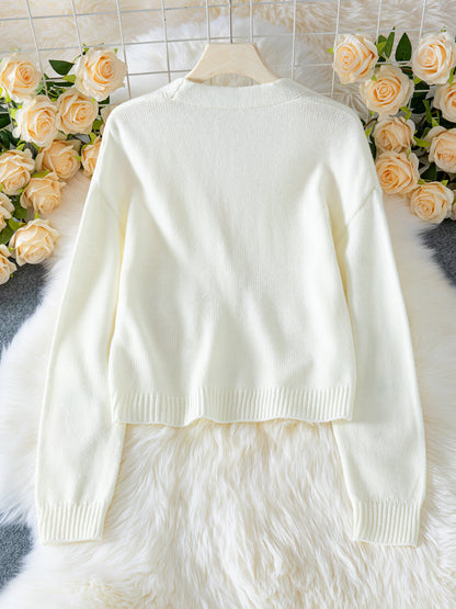 3D Strawberry Pattern Women Elegant Sweater Cardigan Autumn Winter Button Long Sleeve Sweater - Iyanka