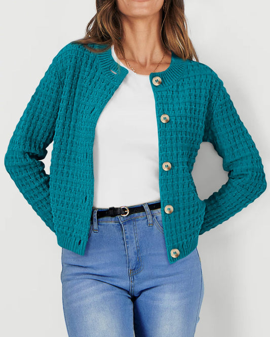 Fall Women Clothing Solid Color Office Knitted Cardigan Casual Sweater Coat - Iyanka