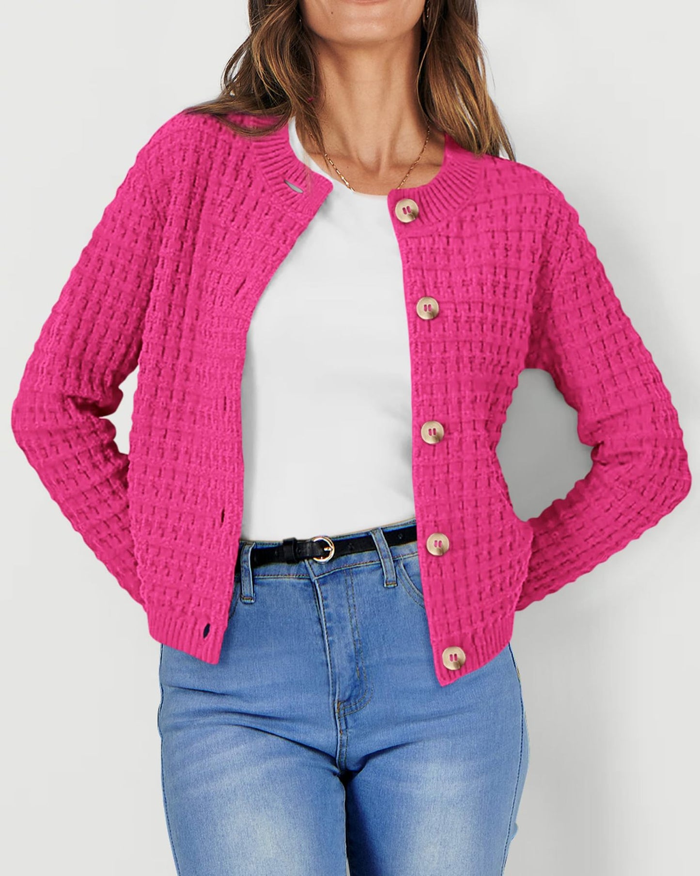 Fall Women Clothing Solid Color Office Knitted Cardigan Casual Sweater Coat - Iyanka