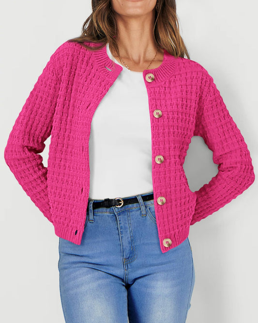 Fall Women Clothing Solid Color Office Knitted Cardigan Casual Sweater Coat - Iyanka