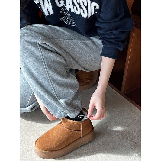 Sports Pink Drawstring Sweatpants for Women Autumn Winter Thermal Velvet Thickened Ankle Banded Pants - Iyanka