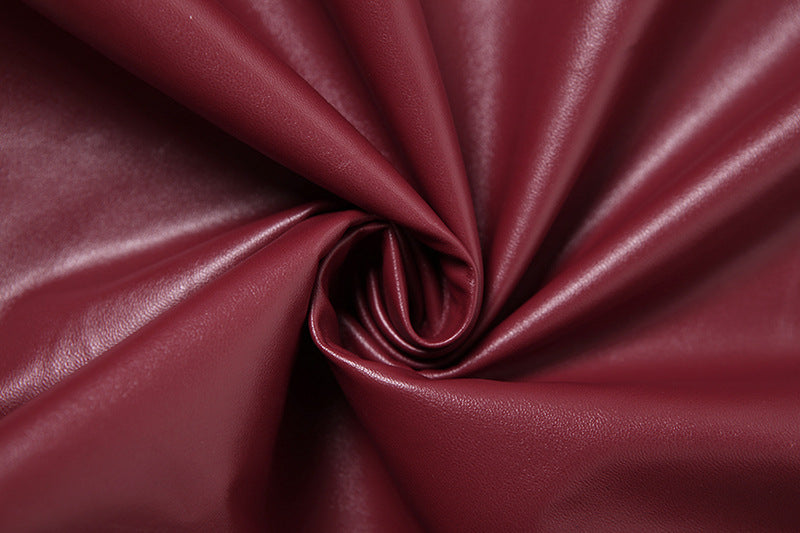 Autumn Sexy U Collar Slim Strap Faux Leather Solid Color Split Maxi Dress Women - Iyanka
