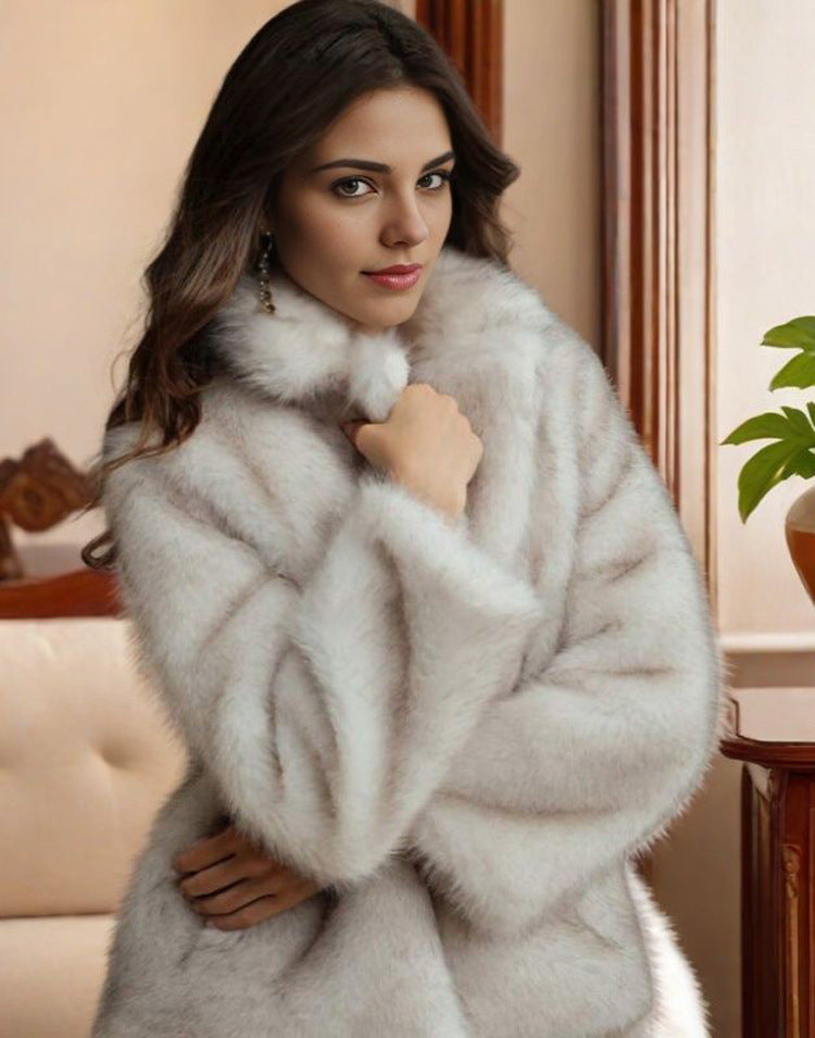 Women Fur Coat Faux Fur Coat Winter Casual Warm Windbreaker Party Fluffy Shawl Jacket - Iyanka