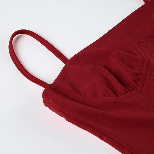 Spring Summer Arrival Christmas Year Sexy Spaghetti Straps Corset Plush Sheath Dress Short Women