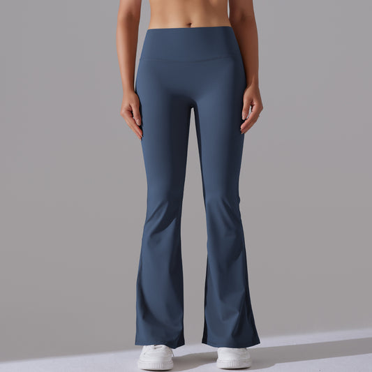 Classic Solid Color Bell Bottom Pants Yoga Pants Women Slim Fit Hip High Waist Elastic Training Wide Leg Pants Fitness Pants - Iyanka