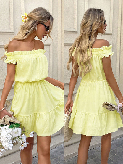Women Clothing Gentle off Neck Dress Summer Younger Sweet Dress