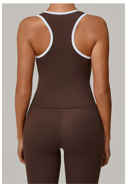 No Chest Pad Stitching Contrast Color Beauty Back Yoga Vest Quick Drying Workout Top Outer Wear Running Exercise Vest Women - Iyanka
