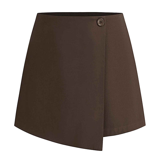 Women Clothing Irregular Asymmetric Stretch Pantskirt Summer High Waist Zipper Button Culottes for Women