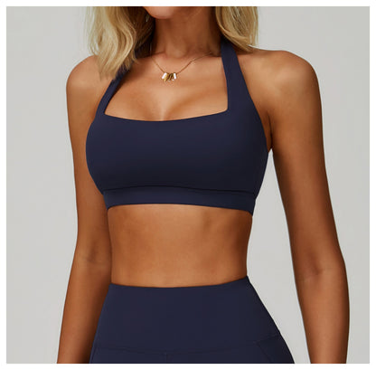 Summer Halter Cloud Sense Yoga Bra Hollow Out Cutout Beauty Back Yoga Clothes Running Fitness High Strength Sports Underwear - Iyanka