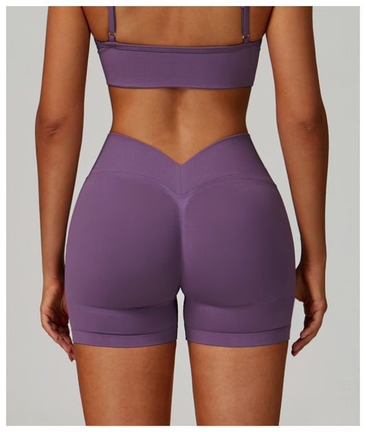 Seamless Knitted Tight Yoga Shorts Women V Shaped Waist Outer Wear Running Sports Quick Drying Fitness Pants - Iyanka