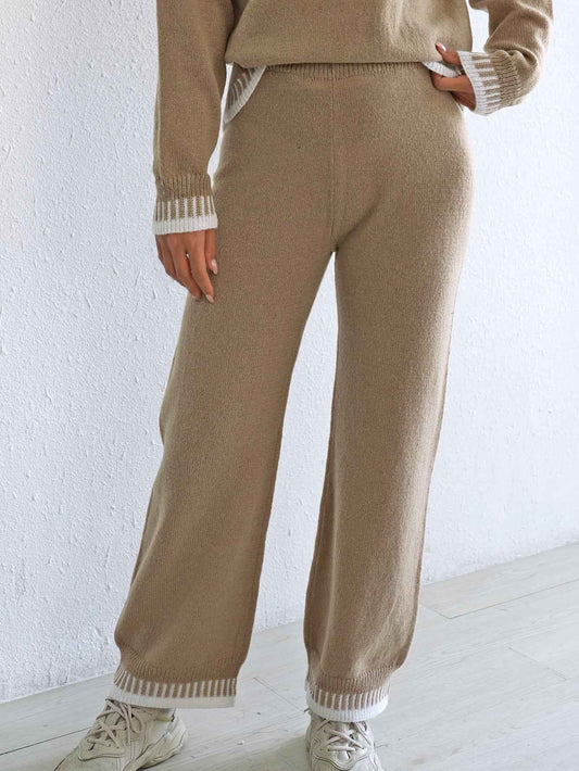 Autumn Winter Color Contrast Patchwork Wide Leg Pants