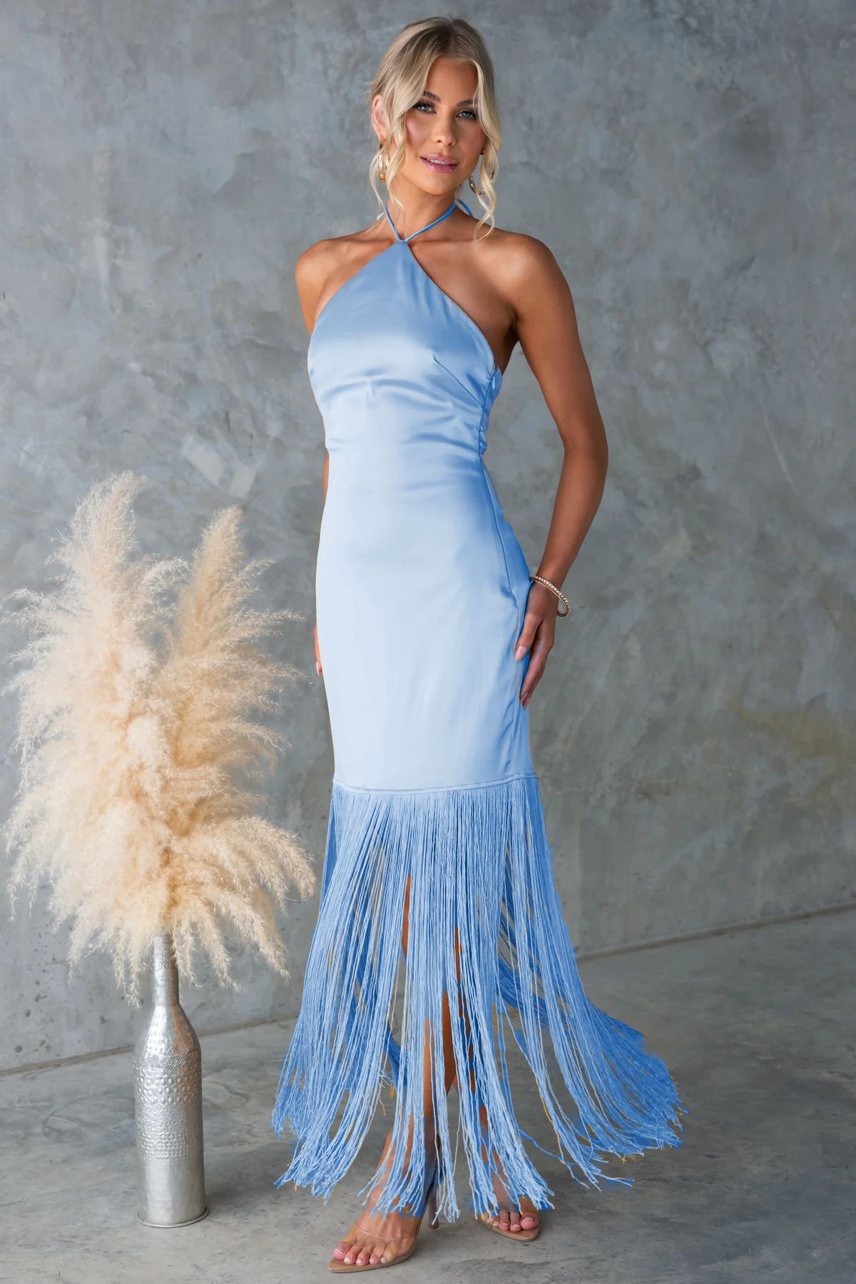 Summer Solid Color off Shoulder Tassel Skinny Sheath Dress Women