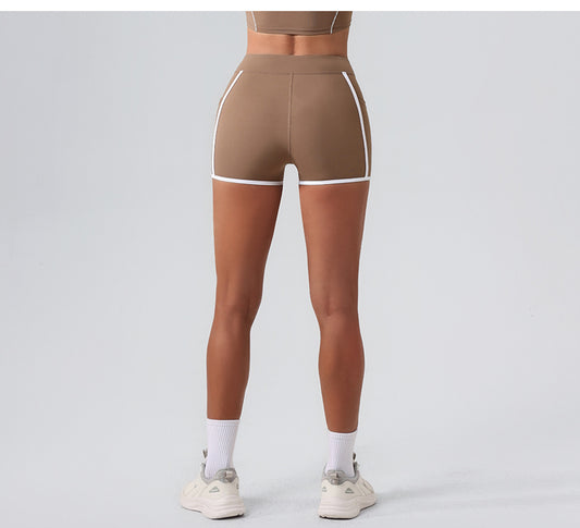 Women Yoga Shorts Pocket Nude Feel High Waist Tight Sports Pants Running Fitness Outer Shorts - Iyanka