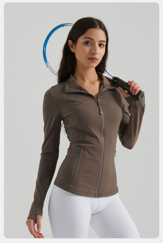 Yoga Clothes Coat Women Running Cycling Sports Long Sleeve Slim Stand Collar Sports Workout Clothes Women - Iyanka