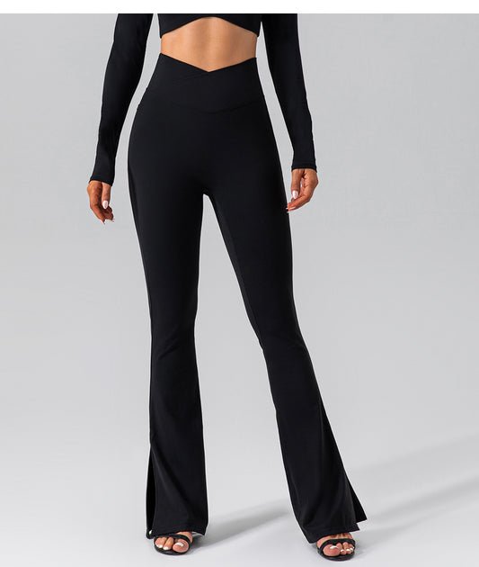 Autumn Nude Feel Stretch Sports Yoga Bell Bottom Pants Skinny Slimming High Waist Peach Hip Lifting Fitness Trousers - Iyanka