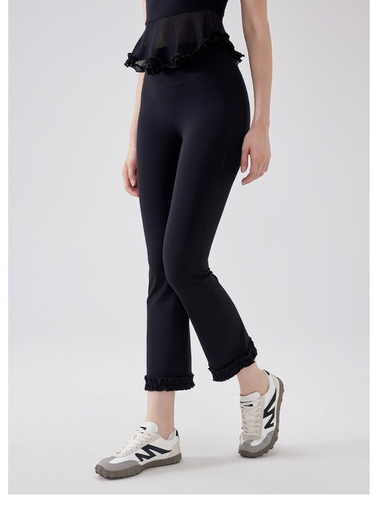 High Waist Lace Slimming Smoke Tube Cropped Pants Slim Fit Yoga Pants Women Hip Lifting Running Workout Pants Fitness Pants - Iyanka