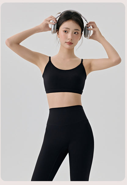 Beauty Back Yoga Underwear Semi Fixed Diamond Cup Women Spaghetti Strap Sports Fitness Clothes Bra - Iyanka