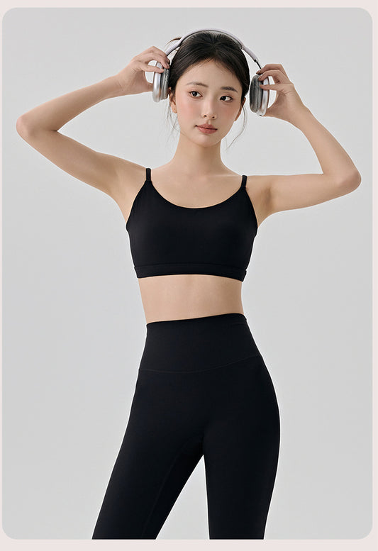 Beauty Back Yoga Underwear Semi Fixed Diamond Cup Women Spaghetti Strap Sports Fitness Clothes Bra - Iyanka