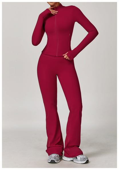 Brushed High Waist Yoga Trousers Tight Wide Leg Bell Bottoms Running Sports Fitness Bootcut Trousers - Iyanka