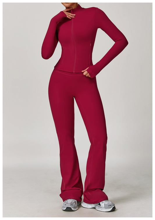 Brushed High Waist Yoga Trousers Tight Wide Leg Bell Bottoms Running Sports Fitness Bootcut Trousers - Iyanka