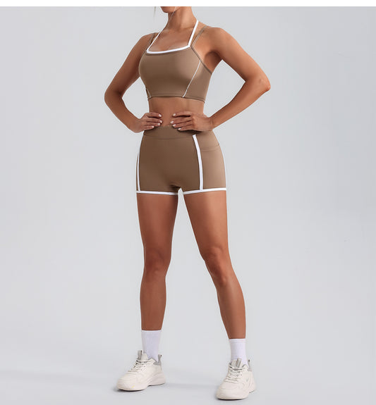 Women Yoga Shorts Pocket Nude Feel High Waist Tight Sports Pants Running Fitness Outer Shorts - Iyanka