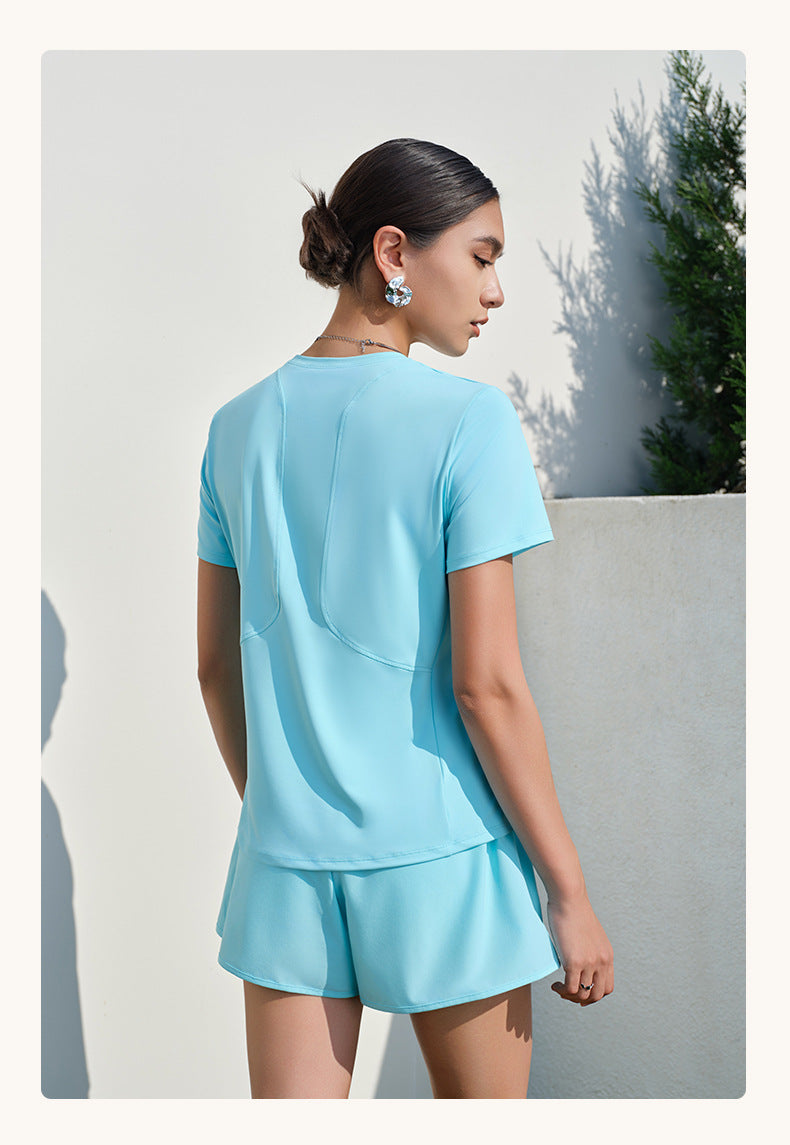 Spring Summer Sports Set Women Two Piece Set Quick Drying Loose Breathable Thin round Neck Running Fitness Two Piece Set - Iyanka